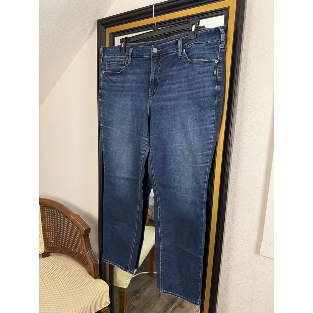 Silver Jeans Co Suki Straight Leg Indigo Denim Jeans Sz 20 L31